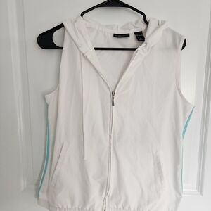 New York & Company Ivory Sleeveless Hoodie
